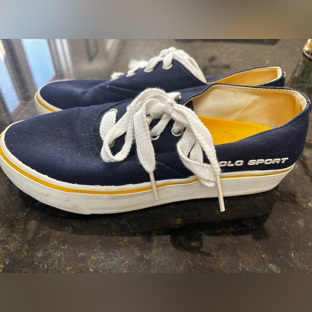 Polo by Ralph Lauren Men's Dark Blue Canvas Sneakers - Picture 3 of 5
